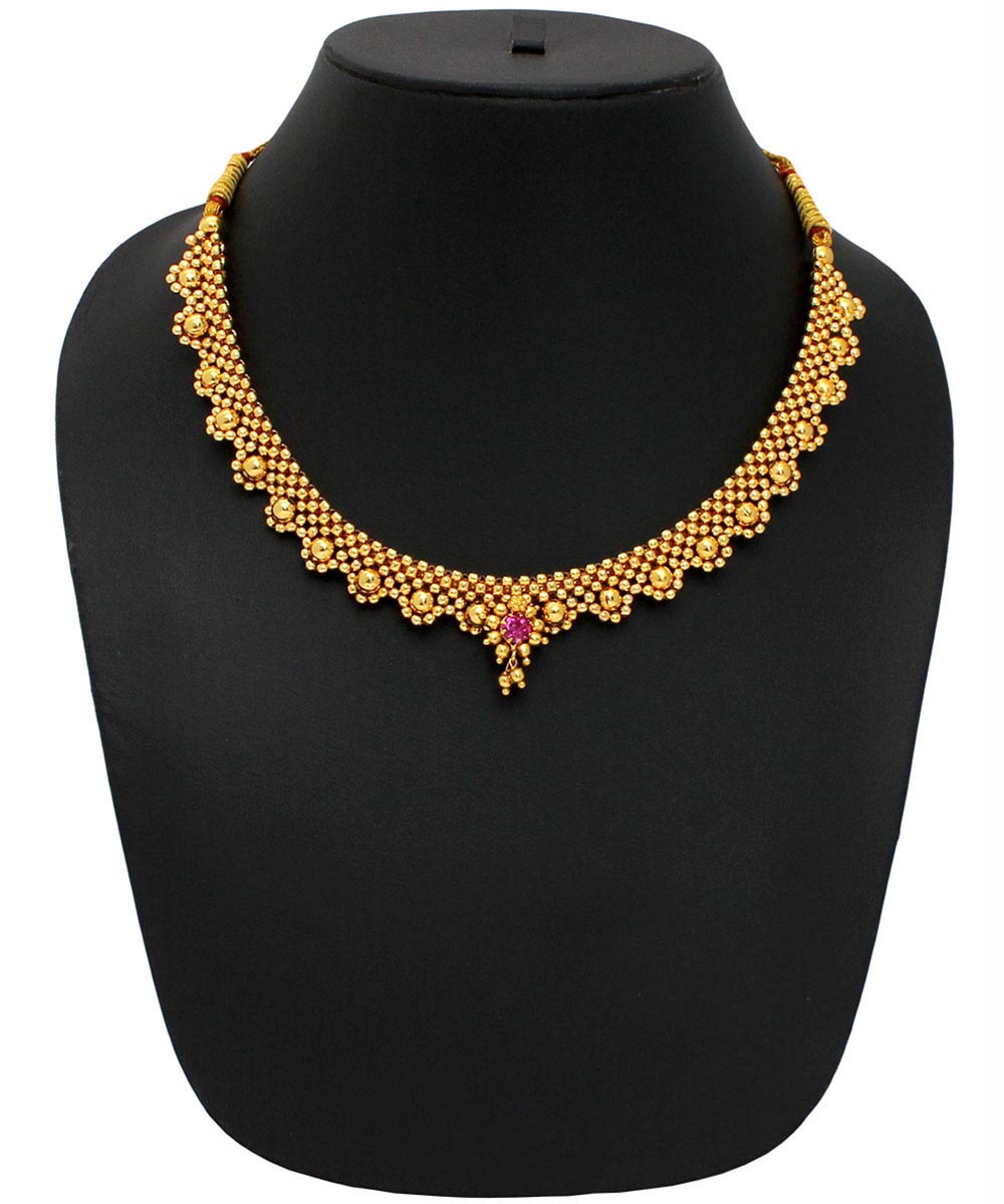 Four Layer Gold Beads Design Thushi Necklace | Mahendra Jewellers  Ichalkaranji